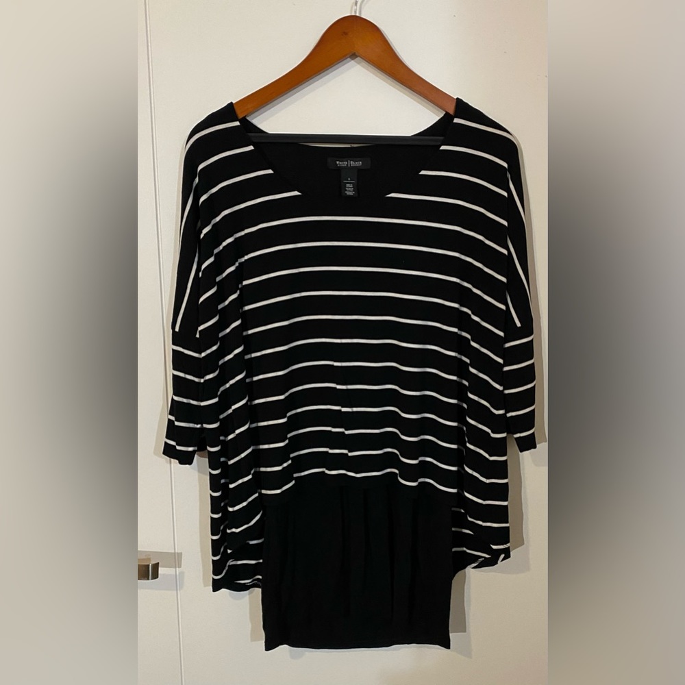 White House Black Market Double Layer Stripe Top Small